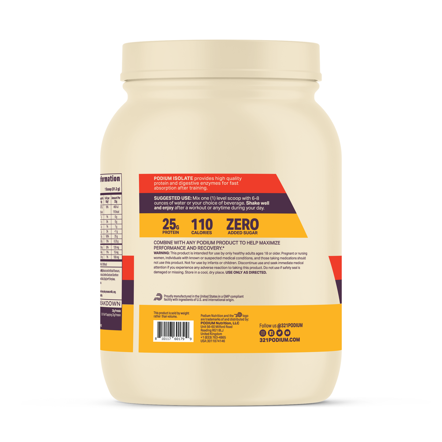 PODIUM® Athlete Isolate Whey Protein Vanilla Buttercream